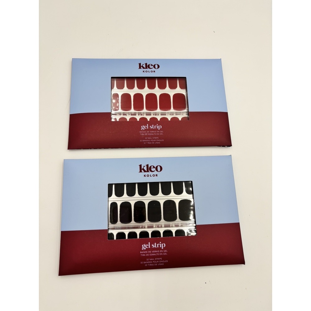 Kleo KolorNail Gel Strips Full Cover Square Heartbreaker & All‎ Nighter Lot of 2
